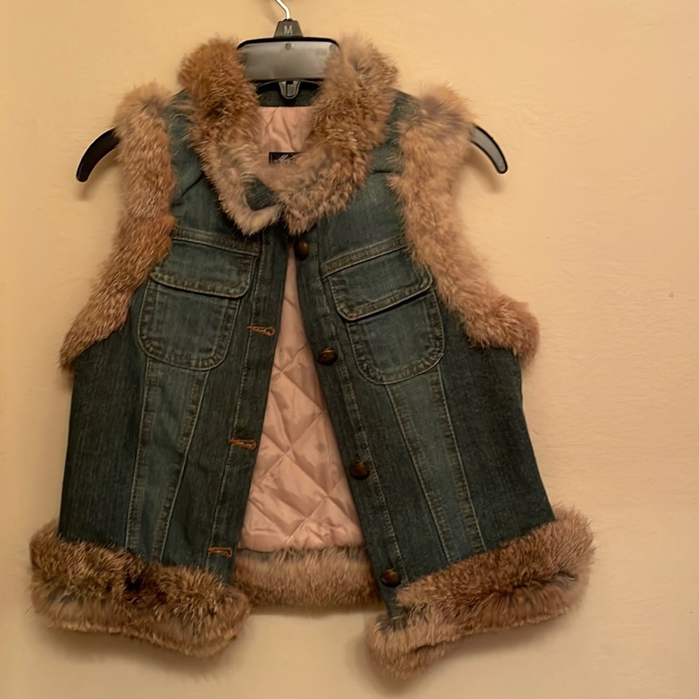 Miss Blumarine Paris Fur trimmed denim vest